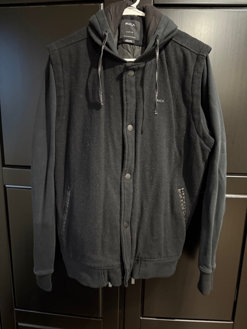 RVCA Black Hooded Jacket with Subtle Logo Patch